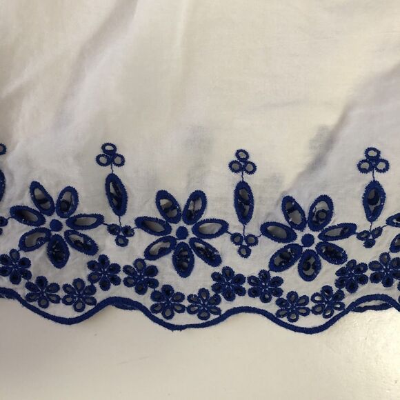 Madewell Womens Blouse White Blue Floral Scoop Embroidered Eyelets Size 12 - Picture 12 of 16